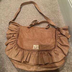 Leather Red Valentino Messenger Bag with Ruffle